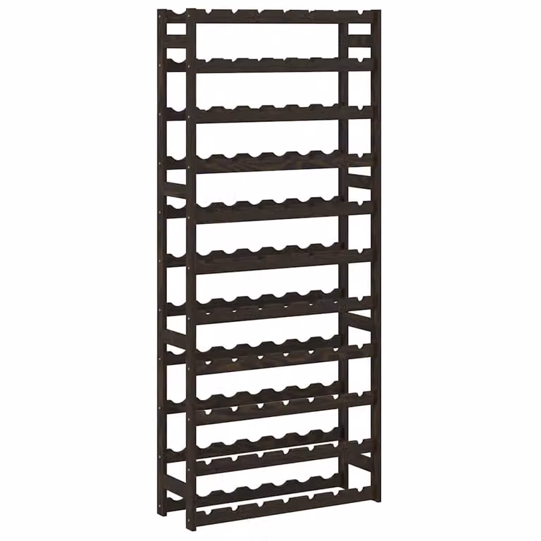 Botellero de pared vidaXL para 77 botellas en madera maciza de pino color negro mate