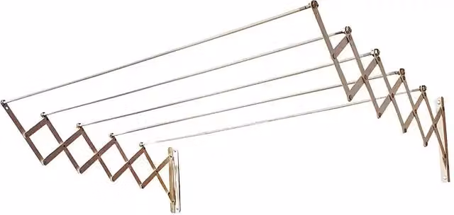 Tendedero de pared extensible Cuncial en acero blanco y plata, Ancho: 180 cm