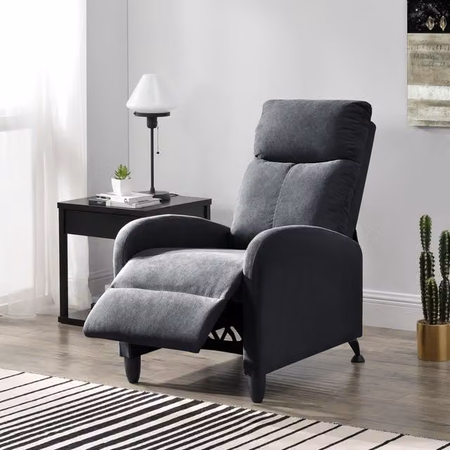 Sillón relax reclinable en gris oscuro con reposabrazos de en.casa An/P/Al: 102 x 60 x 92 cm