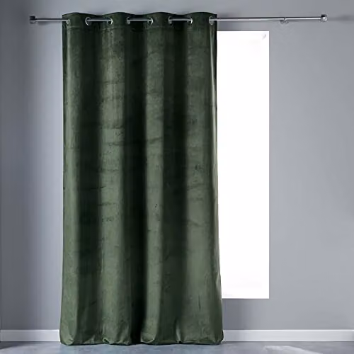 Cortina de terciopelo Douceur d'Intérieur con ojales, color verde y plata, An/Al: 140 x 240 cm