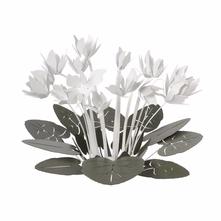Centro de mesa decorativo Arti & Mestieri con diseño floral moderno en hierro, colores verde salvia y blanco, Diámetro: 38 cm