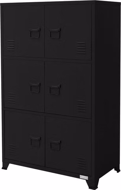 Archivador de oficina Ml-design en metal negro mate con puertas batientes y estantes regulables, An/P/Al: 75 x 40 x 120,5 cm