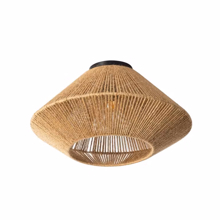 Lámpara de techo colgante Suna de ALPINALUZ en yute y ratán estilo boho, Diámetro: 43 cm