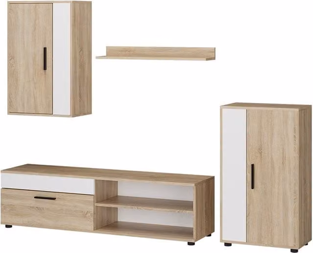 Juego de 4 piezas de mueble de pared Vicco Berno en color sonoma para salón de estilo moderno