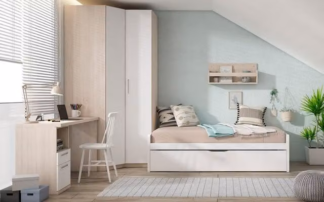 Cama nido para dormitorio juvenil Mio El Corte Inglés en color blanco con costados bajos y acabado mate