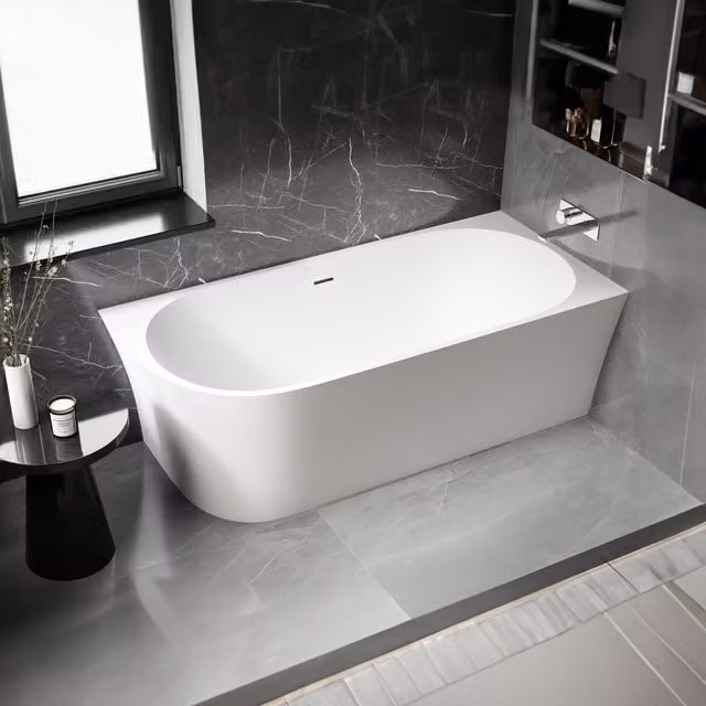 Bañera de esquina exenta Bernstein Nova en acrílico sanitario blanco, An/P/Al: 170 x 78 x 60 cm