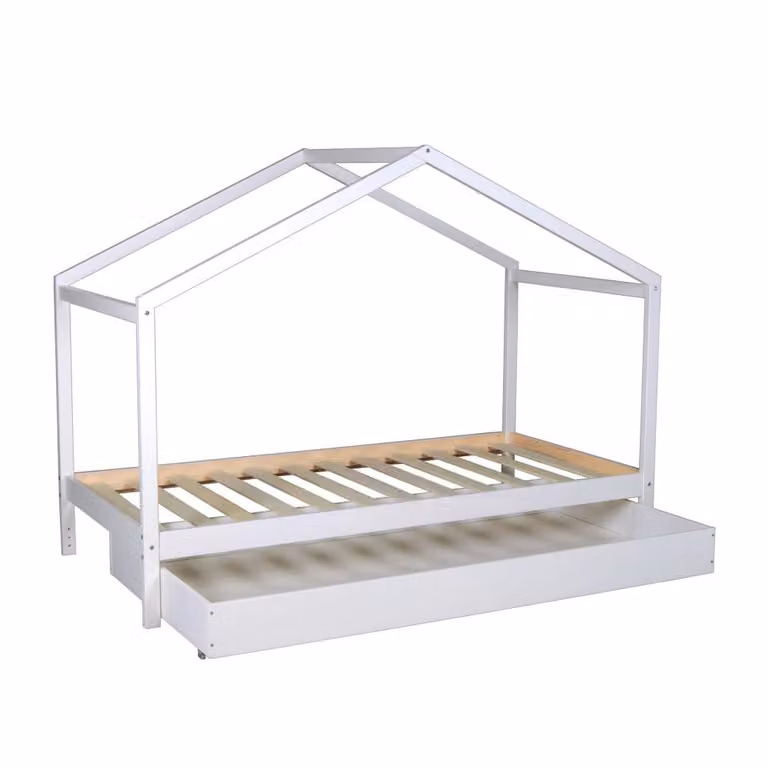 Cama cabina Weber Industries de madera maciza de abeto con 1 cajón, blanca, An/P/Al: 90 x 190 cm