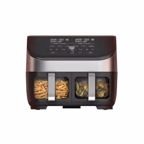 Freidora de aire digital Instant Pot Vortex Plus Dual Zone con ClearCook, 5,7 L, Acero Inoxidable y Plata, 1700 W