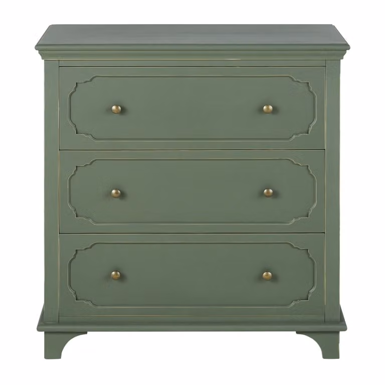 Cómoda de 3 cajones de pino macizo Maison du Monde en color verde