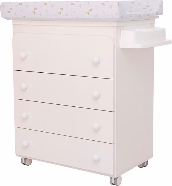 Cómoda con bañera y cambiador para bebé Micuna Urban con 4 cajones en blanco y gris