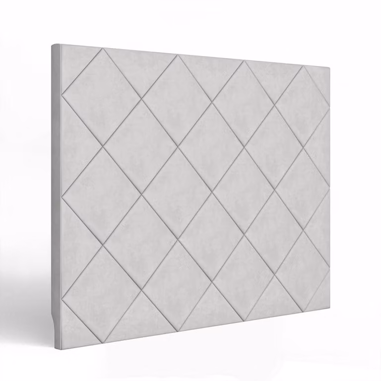 Cabecero tapizado Morfeo con relieve geométrico en color gris para cama de 135 cm, An/Al: 145 x 120 cm