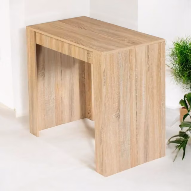 Consola extensible Concept Usine de madera en color marrón y beige, diseño moderno y rectangular, An/P/Al: 140 x 90 x 31 cm