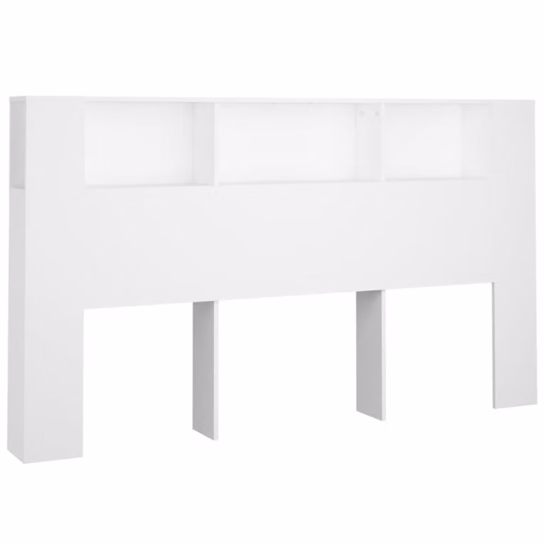 Cabecero de madera Maison Chic blanco con estante integrado y compartimentos laterales An/P/Al: 180 x 18,5 x 104,5 cm