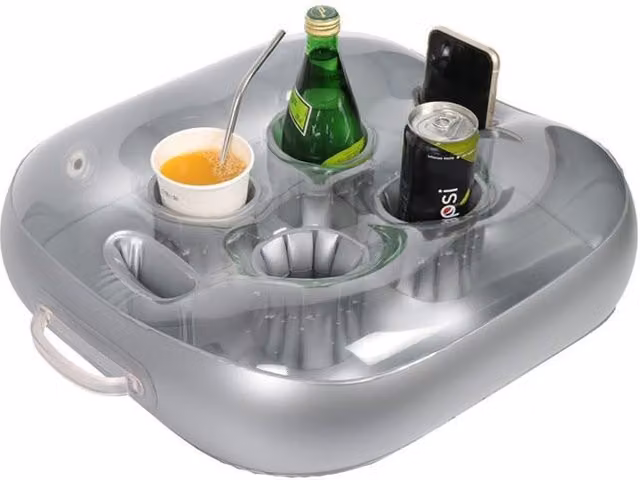 Soporte flotante para bebidas Feebria de plástico transparente para piscina y jacuzzi