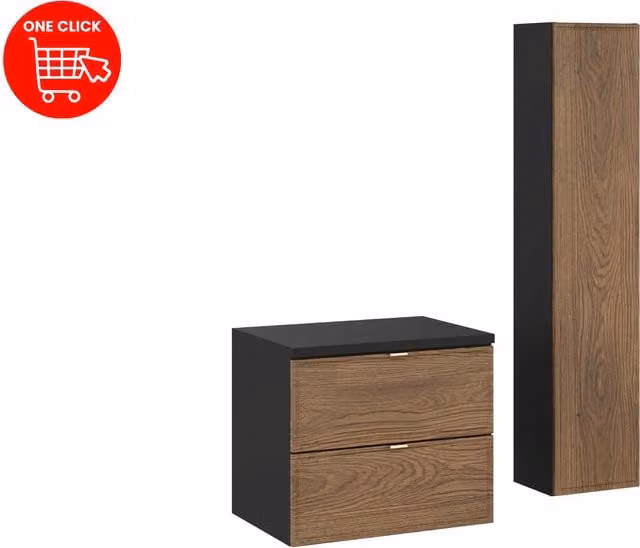 Juego de baño moderno Comad Talia Casella con armario en negro mate An/P: 60 x 46 cm