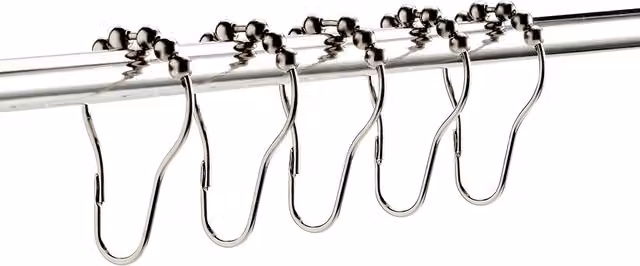 Juego de 12 anillas metálicas para cortina de baño Graccioza en color plata