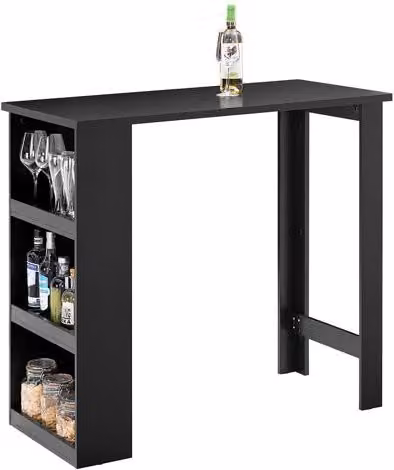 Mesa de bar alta Sobuy para cocina y salón, diseño moderno en color negro, An/P/Al: 112 x 57 x 106 cm