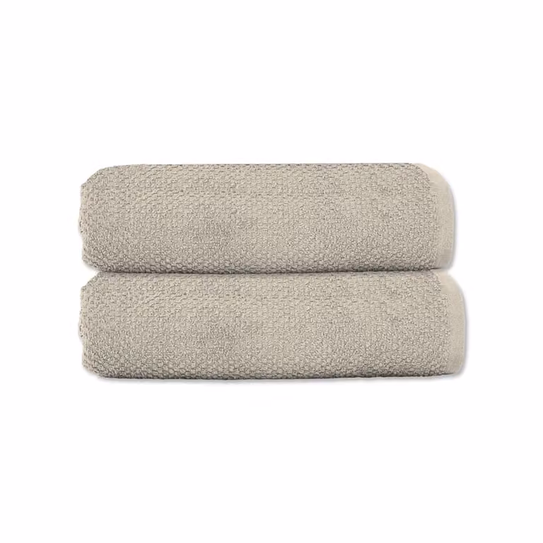 Juego de 2 toallas de baño de rizo de algodón GUY LEVASSEUR, color beige, 50 x 90 cm
