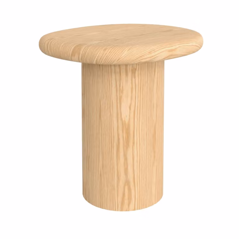 Mesa auxiliar redonda Nubia en chapa de roble blanco y marrón con acabado mate, Diámetro: 48,5 cm