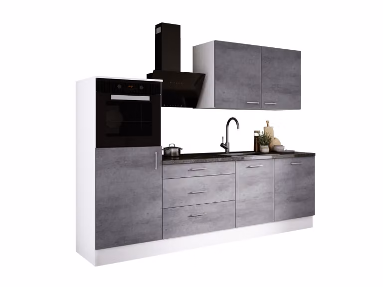 Conjunto de cocina minimalista de 3E 3xE living.com en color blanco con puertas con cajones, estantes internos y acabado mate. An/P/Al: 250 x 60 x 220 cm