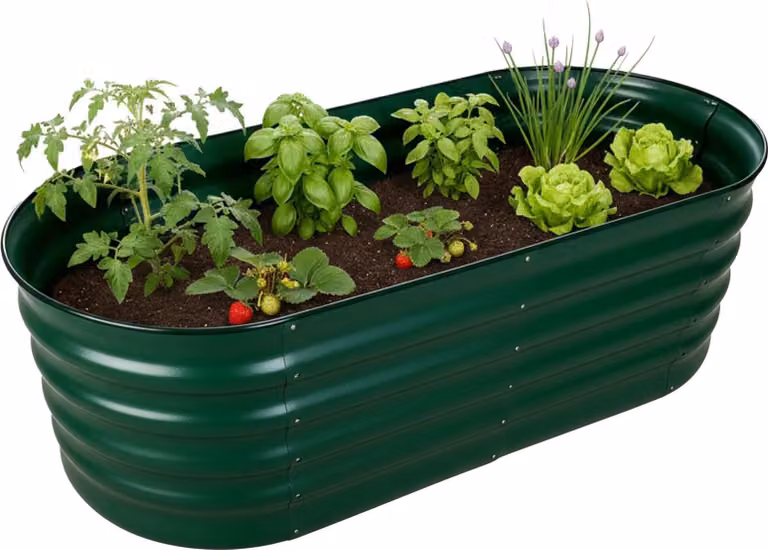 Jardín elevado semicircular Northix de acero galvanizado para cultivar verduras y hierbas, An/P/Al: 150 x 60 x 45 cm