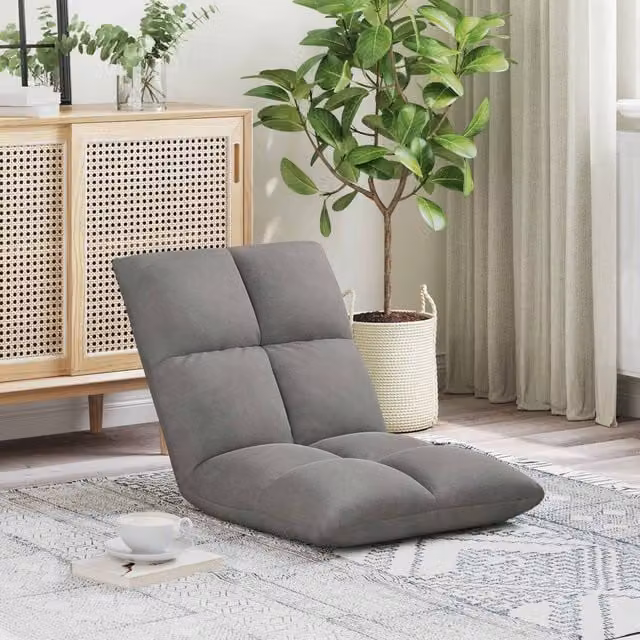 Sillón relax ajustable vidaXL en color gris con tapicería de terciopelo y estructura de metal