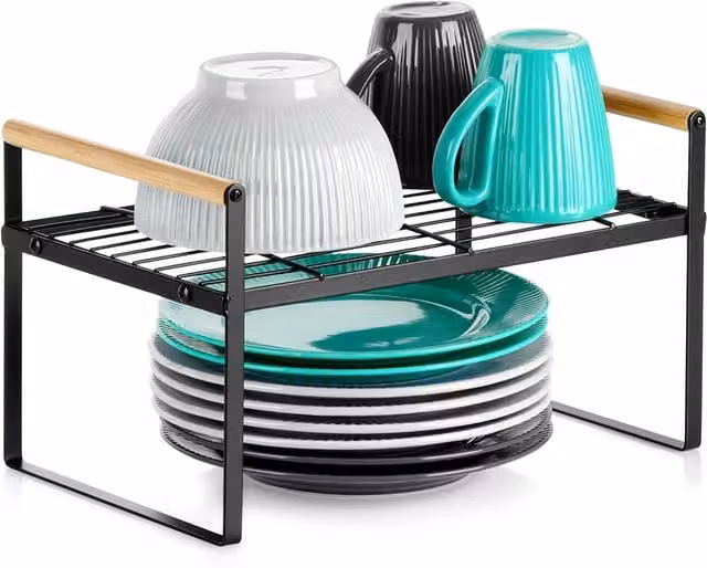 Estante de cocina NORTHIX de metal negro con diseño minimalista, An/P/Al: 33 x 21 x 19,5 cm