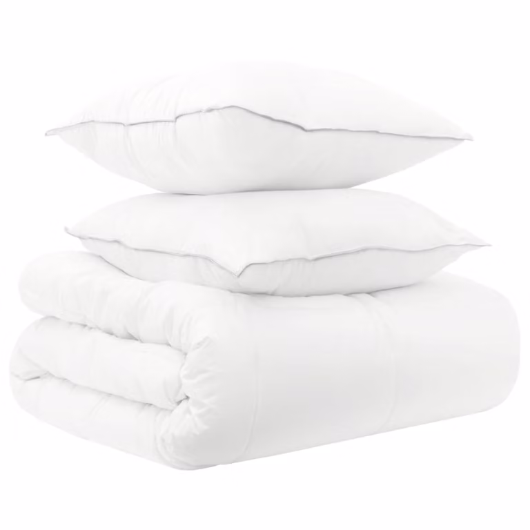 Juego de edredón y almohadas de 3 piezas vidaXL de bambú y microfibra para todas las estaciones, color blanco, 200 x 220 cm