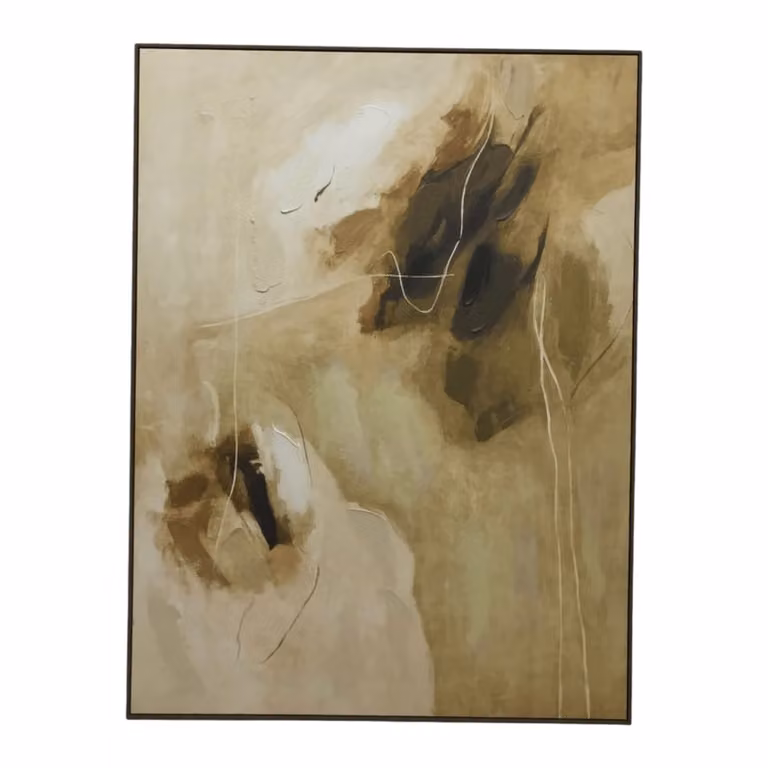 Cuadro abstracto de lienzo pintado a mano NIYLO en color beige, An/Al: 120 x 160 cm