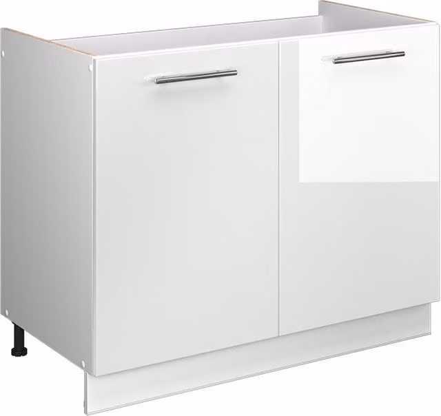Mueble bajo para fregadero Vicco Fame-Line en blanco alto brillo de 100 cm sin encimera