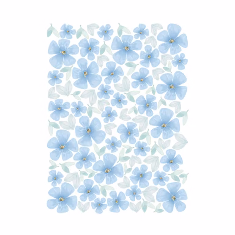 Stickers decorativos de flores silvestres azules de Nicolasito para pared con diseño floral botánico y acabado adhesivo de plástico
