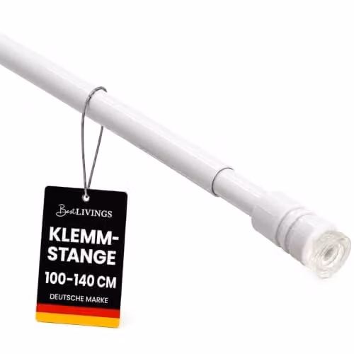 Varilla de sujeción extensible Bestlivings en metal blanco con sistema de tornillo, extensible de 100 a 140 cm y diámetro de 10 mm