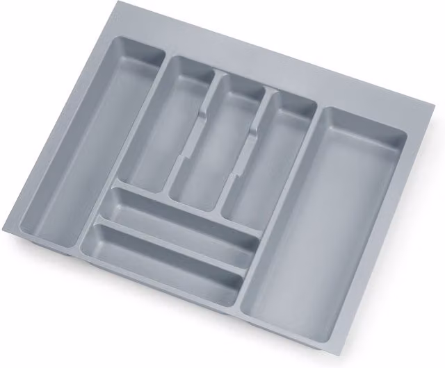 Cubertero Optima Emuca para cajón universal de cocina en plástico color gris An/P/Al: 53.6 x 4.5 x 48.2 cm