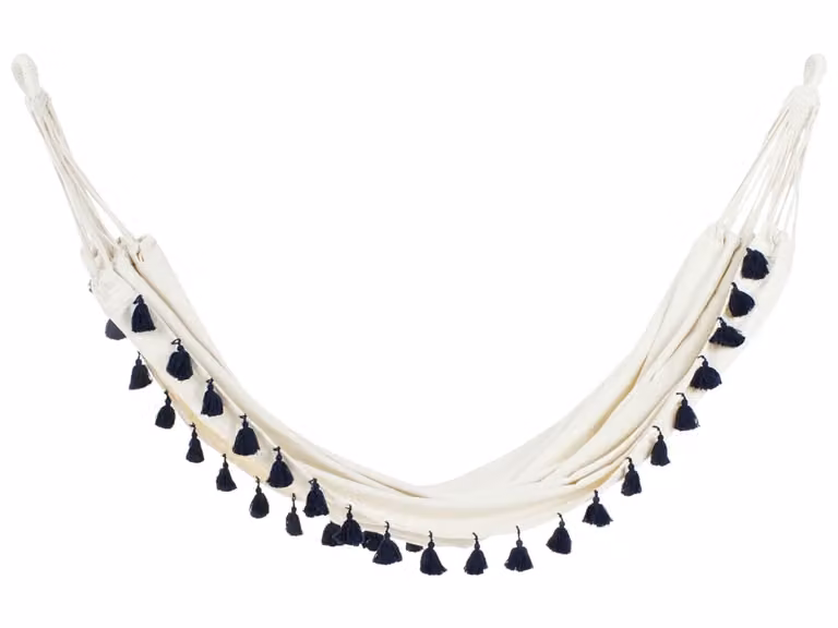 Hamaca de algodón estilo boho para adultos de Beliani en azul, beige y blanco para jardín