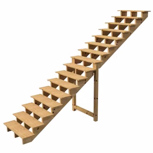 Escalera exterior de madera Vinuovo verde de 16 peldaños An/P/Al: 100 x 29 x 275 cm