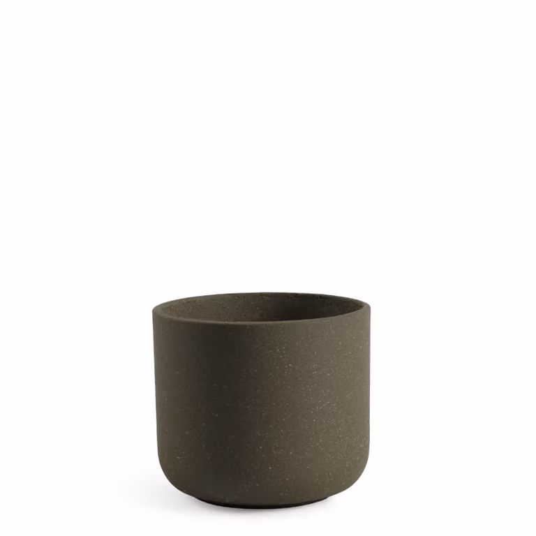 Macetero decorativo redondo de cemento Sia Deco color marrón para mesa Altura: 25 cm, Diámetro: 22 cm