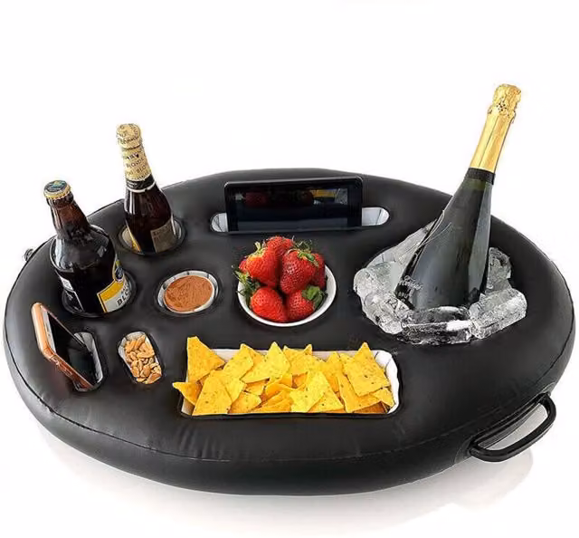 Bandeja inflable de PVC ODIPIE para hielo y bebidas, color negro, 71 x 50 cm