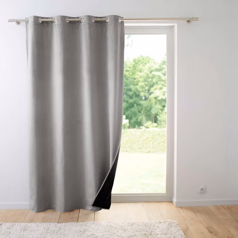 Cortina aislante y térmica Polarchic de Douceur d'Intérieur de terciopelo con efecto blackout, An/P/Al: 140 x 260 cm, Gris