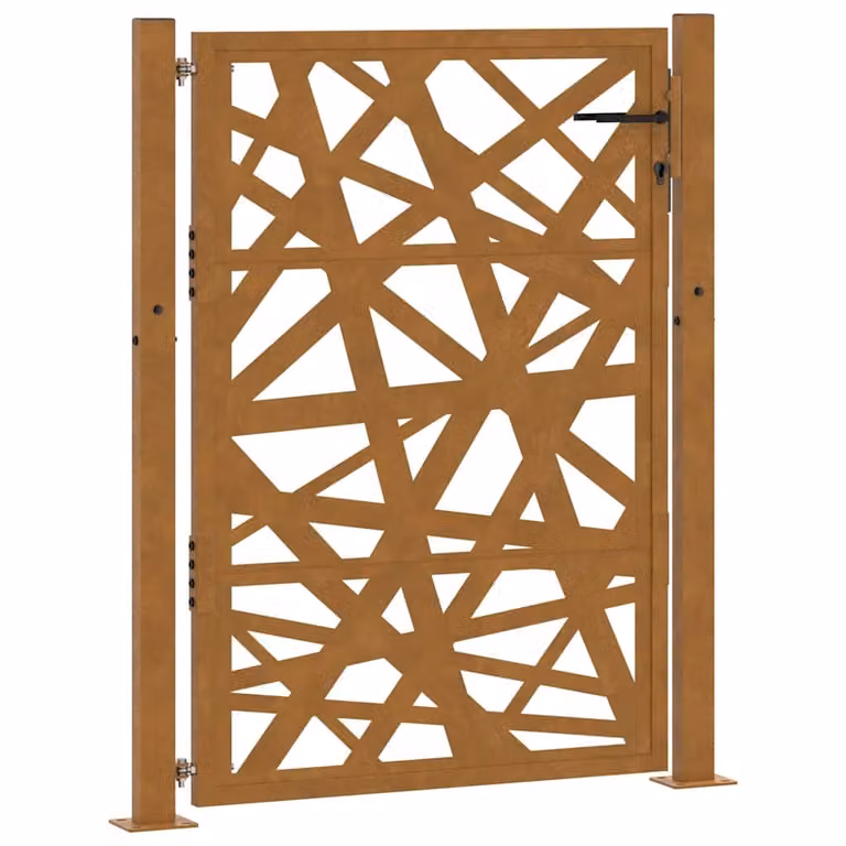 Puerta de jardín de acero corten vidaXL con diseño ligero en color marrón, An/Al: 100 x 125 cm