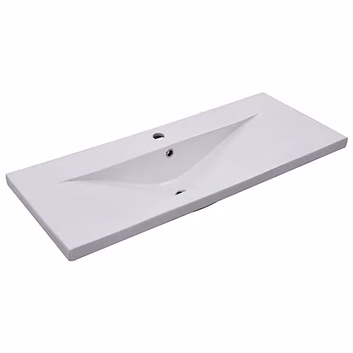 Lavabo de baño empotrado rectangular de cerámica blanca Helloshop26 Ancho: 101 cm