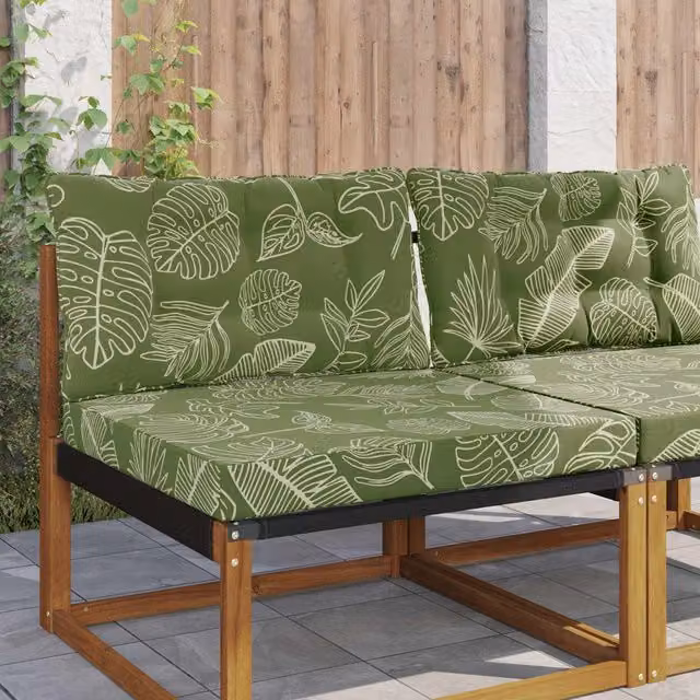 Set de 2 cojines para sofá de exterior vidaXL con diseño de hojas en color verde y poliéster