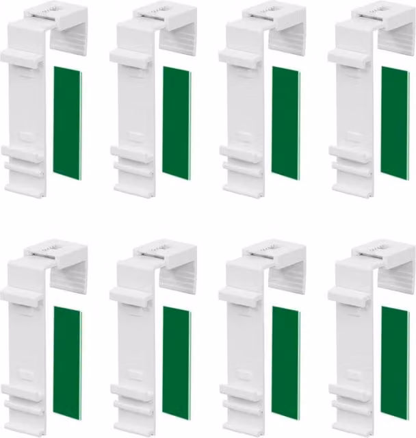 Juego de 8 soportes de fijación de tensión XISRENS para persianas dobles, clips de plástico para instalación sin taladrar en ventanas y puertas de PVC, disponibles en blanco o negro