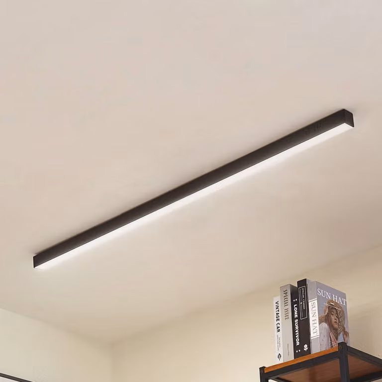Lámpara de techo LED Teniona de Lucande, diseño moderno en negro con control remoto y regulable para salón, comedor o pasillo