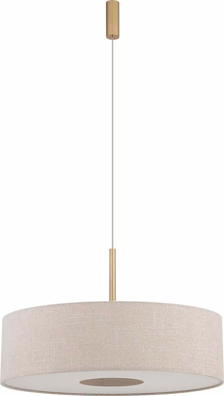 Lámpara colgante Nowodvorski Santana en color beige y dorado con casquillo E27 y altura ajustable