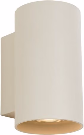 Aplique de pared moderno Qazqa de dos luces orientables en color beige y acabado en aluminio con base redonda para bombillas GU10 LED