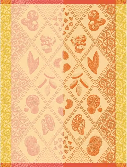 Paño de cocina de algodón con diseño floral multicolor y naranja de Le Jacquard FranÇais