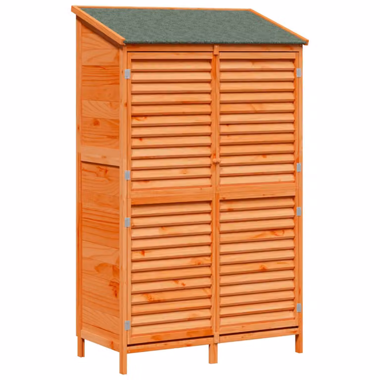 Cobertizo de jardín vidaXL de madera marrón, diseño moderno con ventilación lateral, An/P/Al: 106 x 56 x 176,5 cm