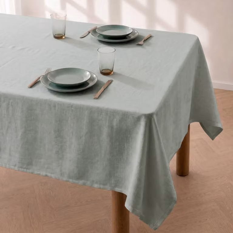 Mantel liso antimanchas color menta An/P: 140 x 300 cm