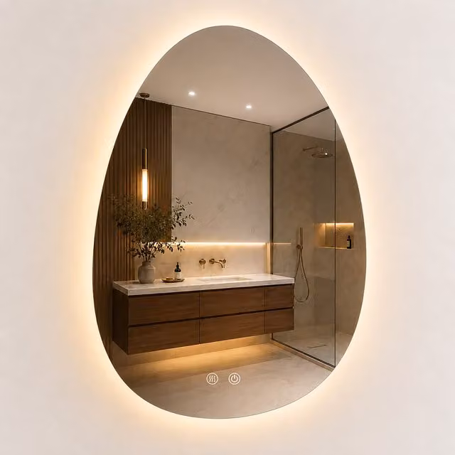 Espejo de baño LED Kiesel de Relaxdays con función antivaho, regulable y 3 modos de luz, An/Al: 75 x 52 cm, P: 3 cm