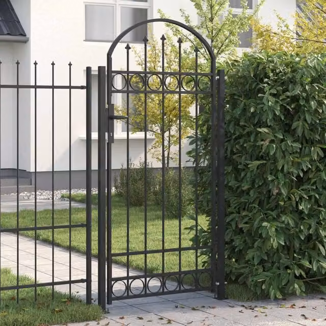 Poste de valla ASSEN vidaXL de acero gris con cerradura para puerta simple, An/P/Al: 88 x 14 x 200 cm